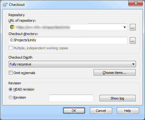 SVN Checkout Dialog